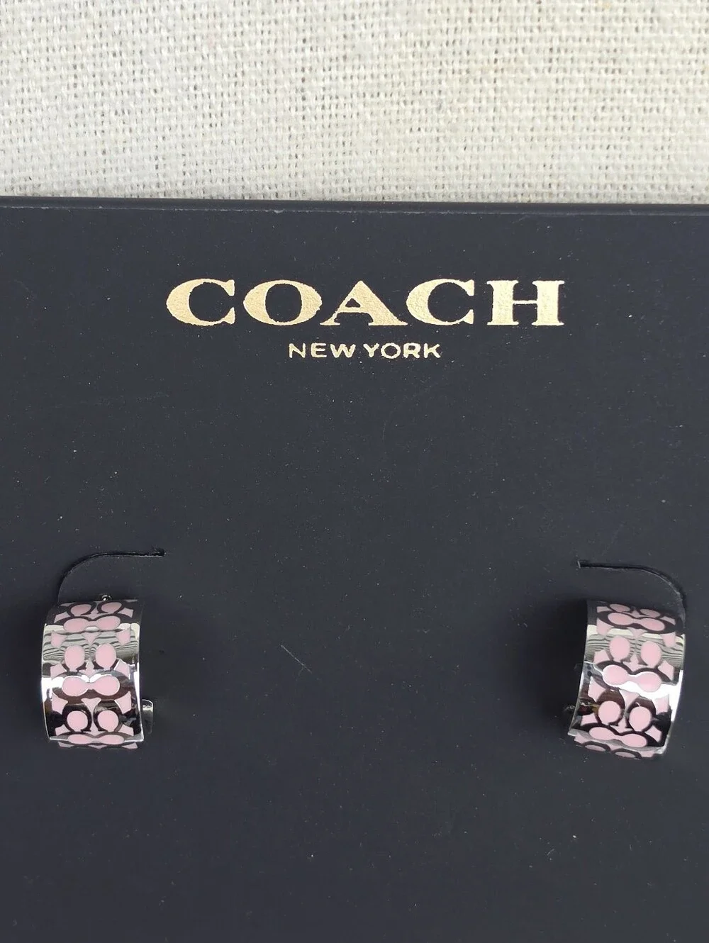 COACH Signature Enamel Huggie Earrings - Picture 1 of 6